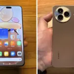 Xiaomi Civi 5 Proを手に持っている（裏と表）